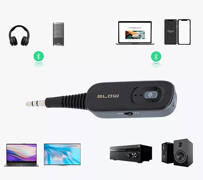 „Bluetooth 2-in-1“ siųstuvas ir imtuvas su 3,5 mm AUX jungtimi ir USB-C