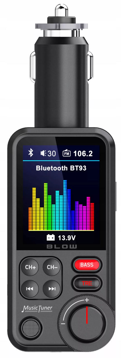 BLUETOOTH 5.0 FM siųstuvas, laisvų rankų įranga, QC3.0, SD, BASS, didelis LCD ekranas, 24V