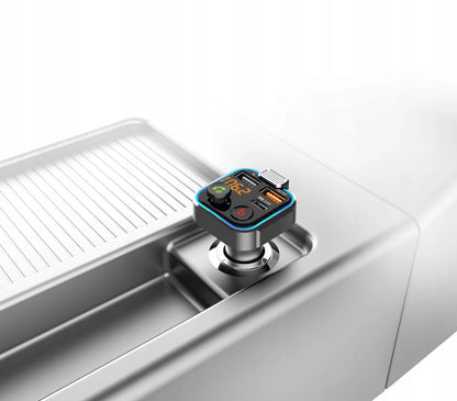 BLUETOOTH 5.0 FM siųstuvas, USB PD 20W QC 3.0 kroviklis, BASS, galingas mikrofonas