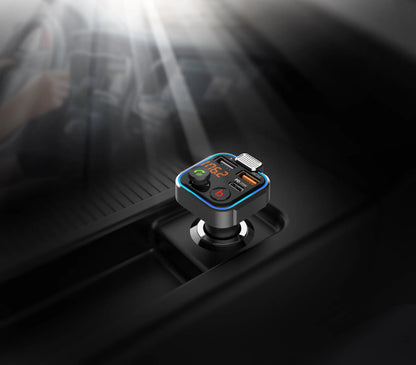 BLUETOOTH 5.0 FM siųstuvas, USB PD 20W QC 3.0 kroviklis, BASS, galingas mikrofonas