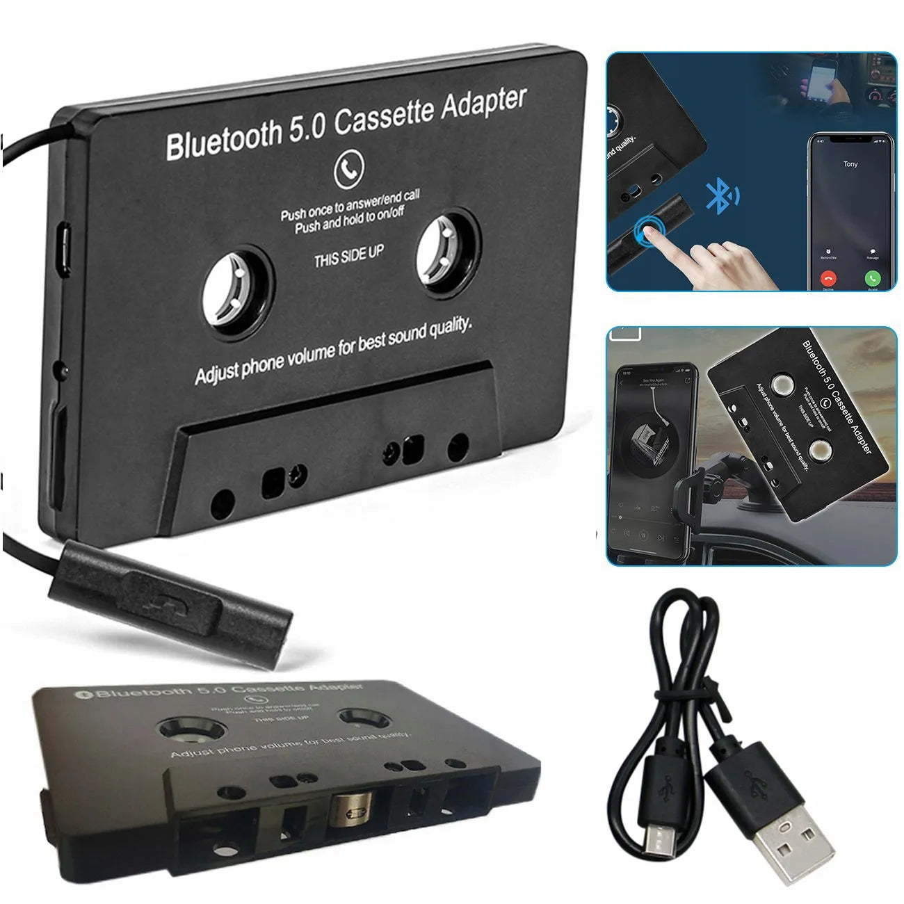 BLUETOOTH 5.0 kasetinis adapteris konverteris