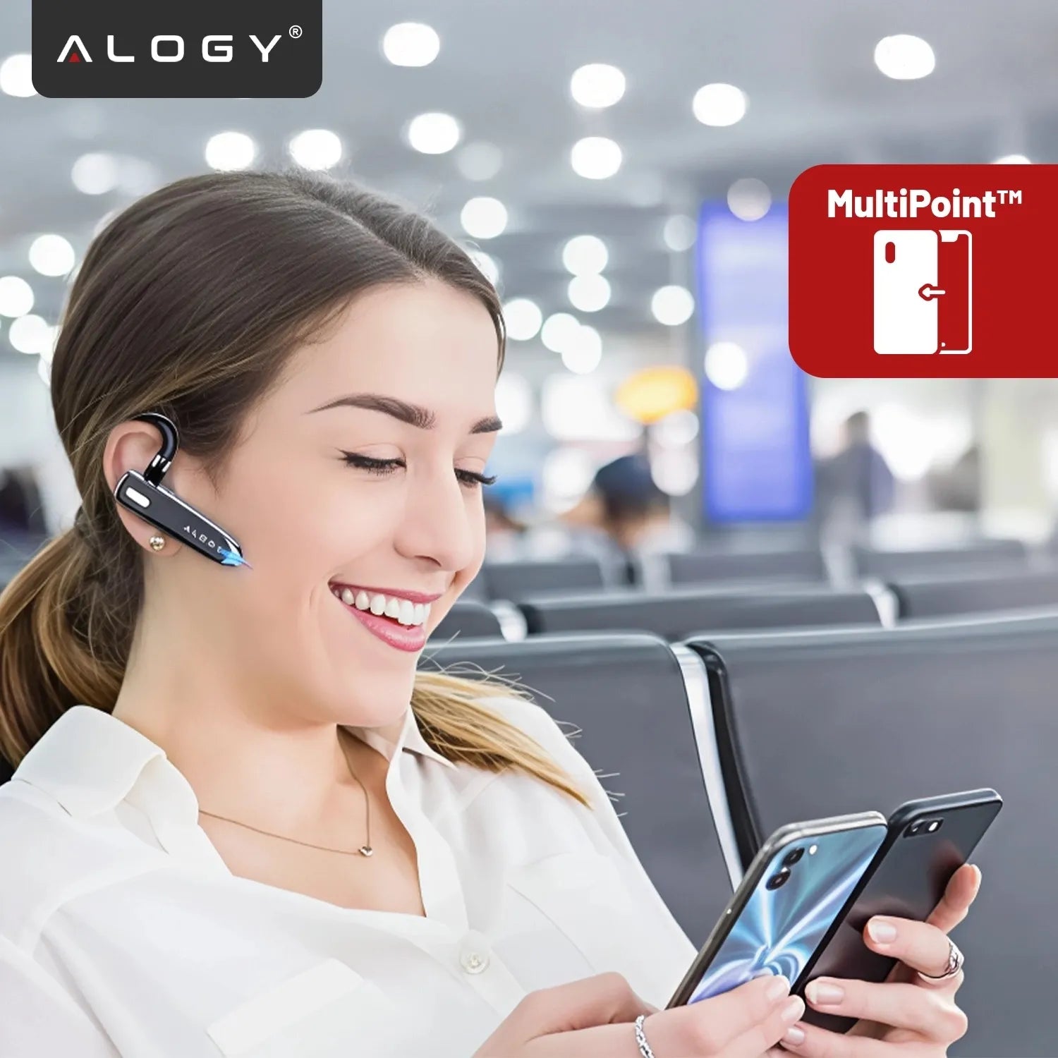 BLUETOOTH 5.1 ausinė Alogy belaidė laisvų rankų įranga 12h pokalbių