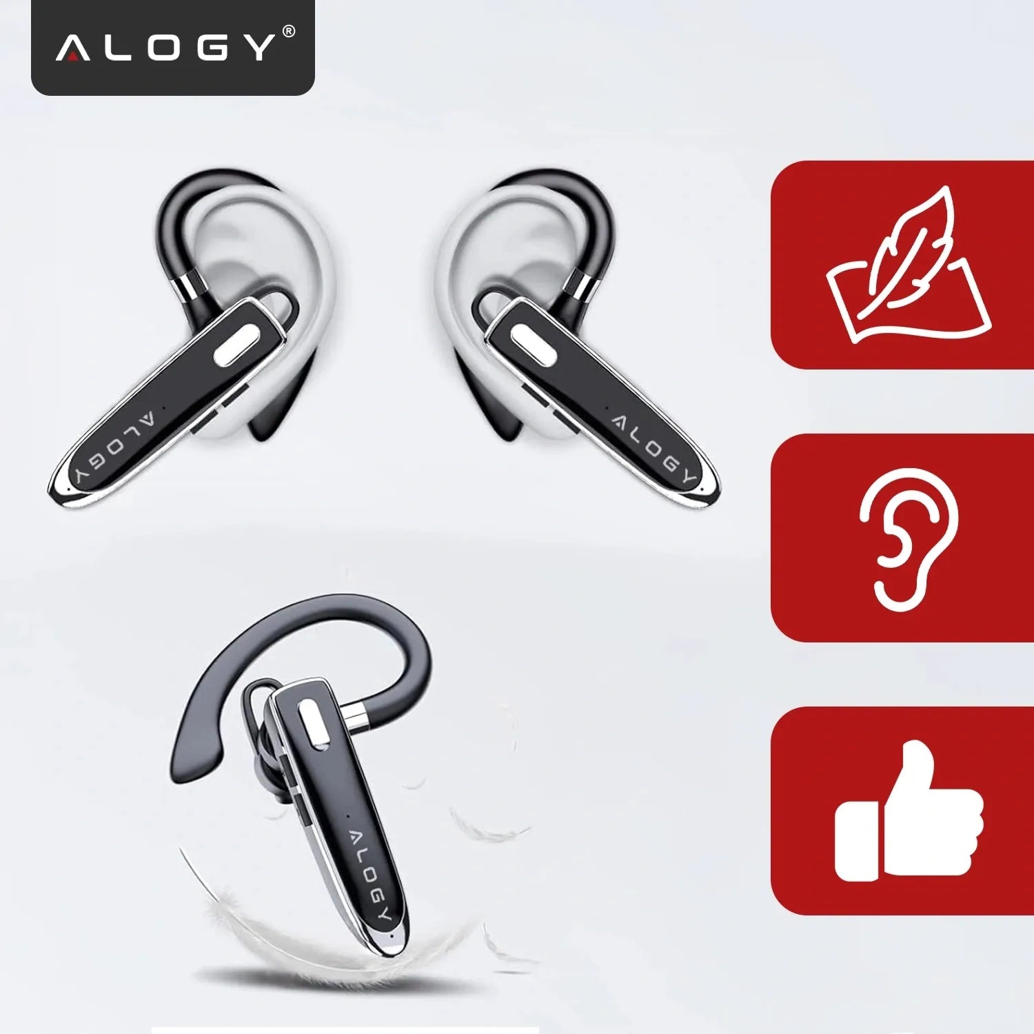 BLUETOOTH 5.1 ausinė Alogy belaidė laisvų rankų įranga 12h pokalbių
