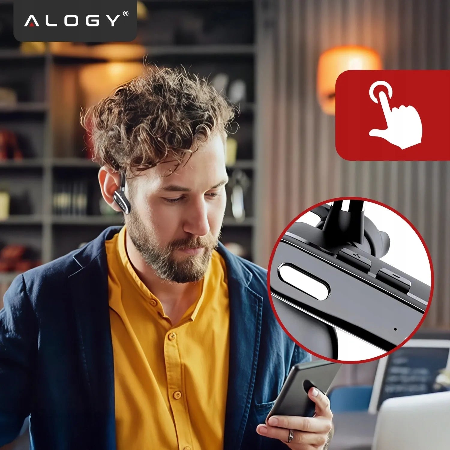 BLUETOOTH 5.1 ausinė Alogy belaidė laisvų rankų įranga 12h pokalbių