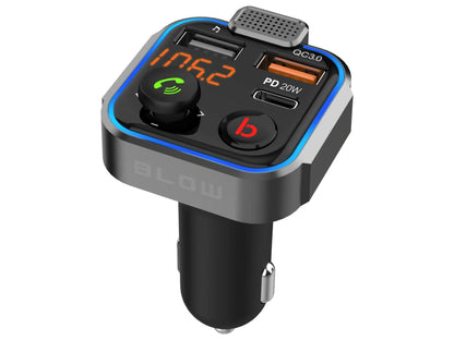 BLUETOOTH 5.1 FM siųstuvas, USB PD 20 W QC 3.0 įkroviklis, stiprus bosas, mikrofonas