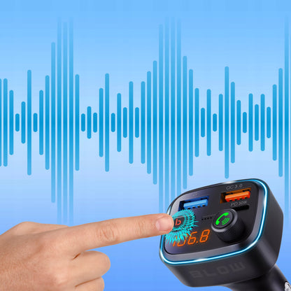 BLUETOOTH 5.3 FM siųstuvas QC 3.0 PD30W stiprus bosas įkroviklis mikrofonas