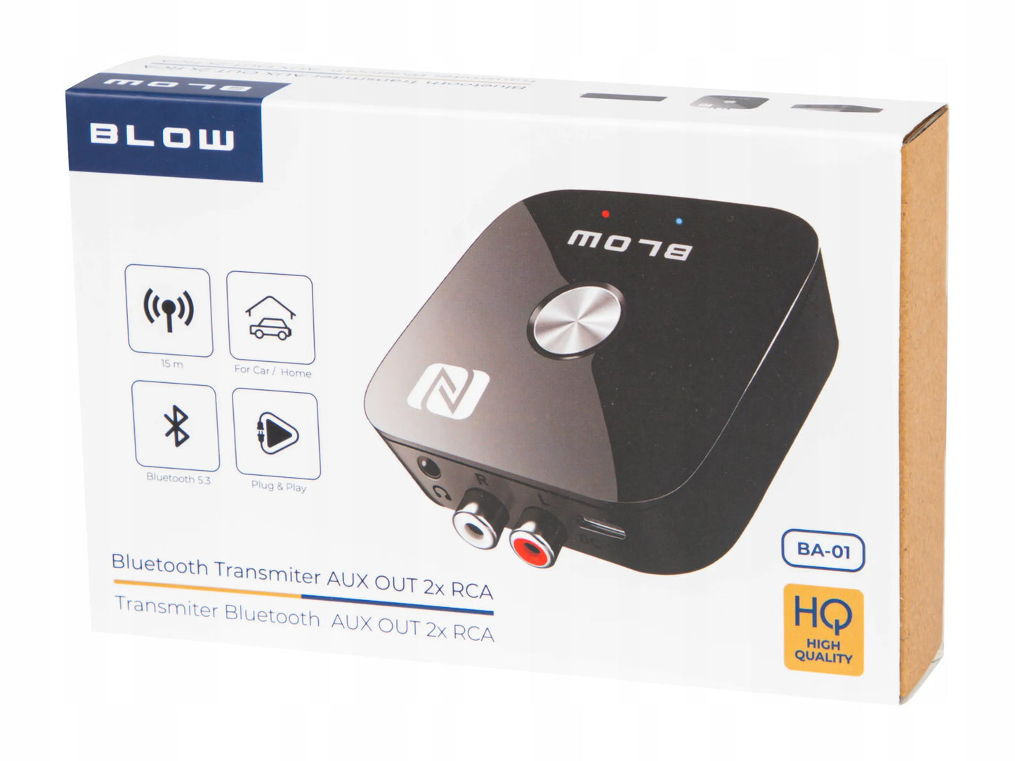 BLUETOOTH 5.3 NFC RCA AUX USB imtuvas, siųstuvas, adapteris garso aparatūrai su nuotolinio valdymo pulteliu