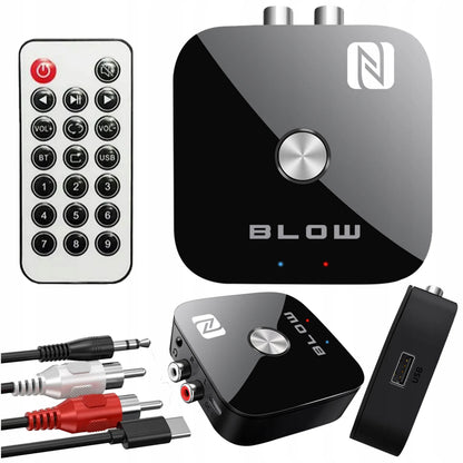 BLUETOOTH 5.3 NFC RCA AUX USB imtuvas, siųstuvas, adapteris garso aparatūrai su nuotolinio valdymo pulteliu