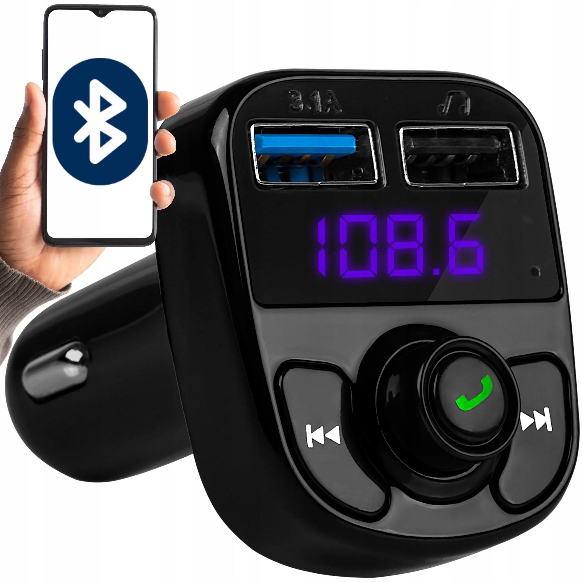 BLUETOOTH FM MP3 siųstuvas, įkroviklis, garso grotuvas, BT siųstuvas