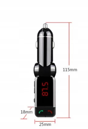 Bluetooth FM siųstuvas, 2x USB automobilinis įkroviklis, MP3 grotuvas