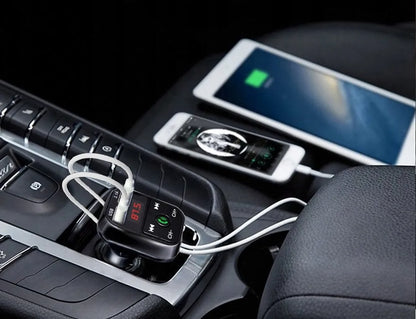 Bluetooth FM siųstuvas, įkroviklis 2xUSB, MP3, SD, LCD