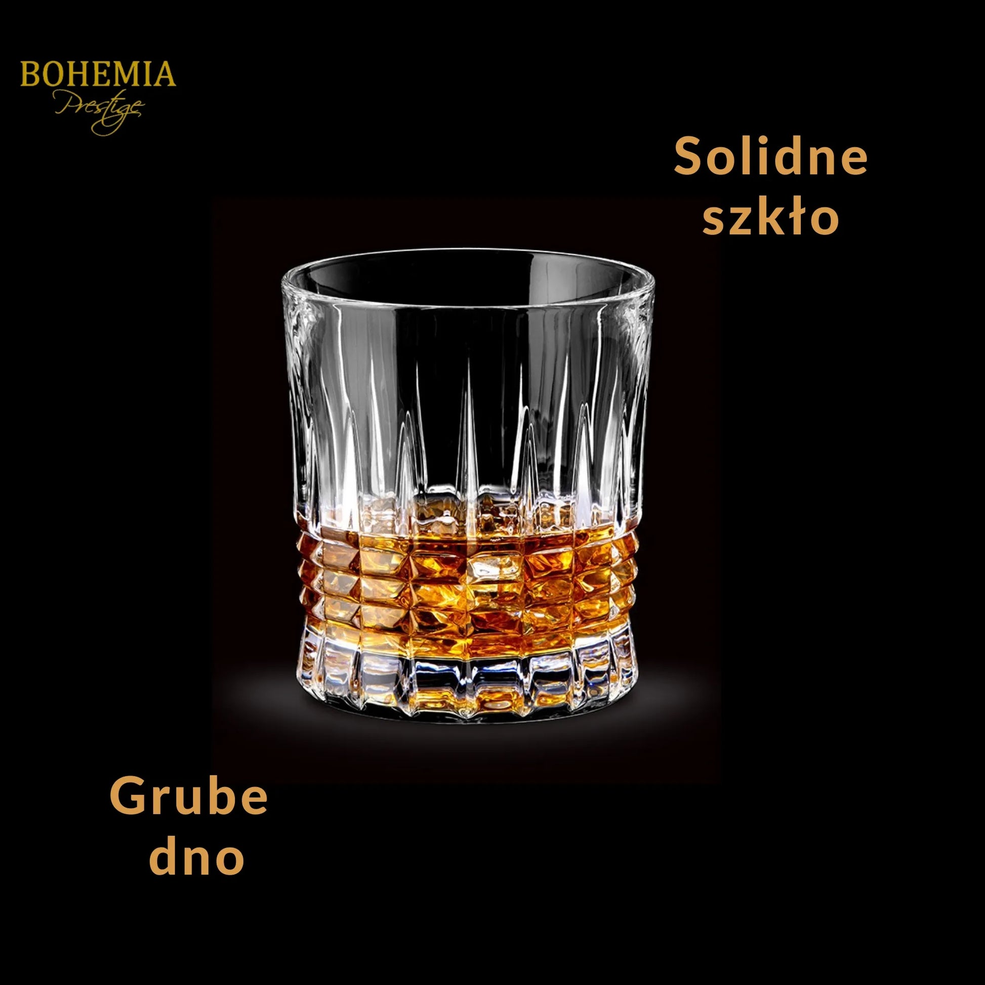 Bohemia Prestige Perfecto krištolinės stiklinės viskiui, 300 ml, 6 vnt., su storu dugnu
