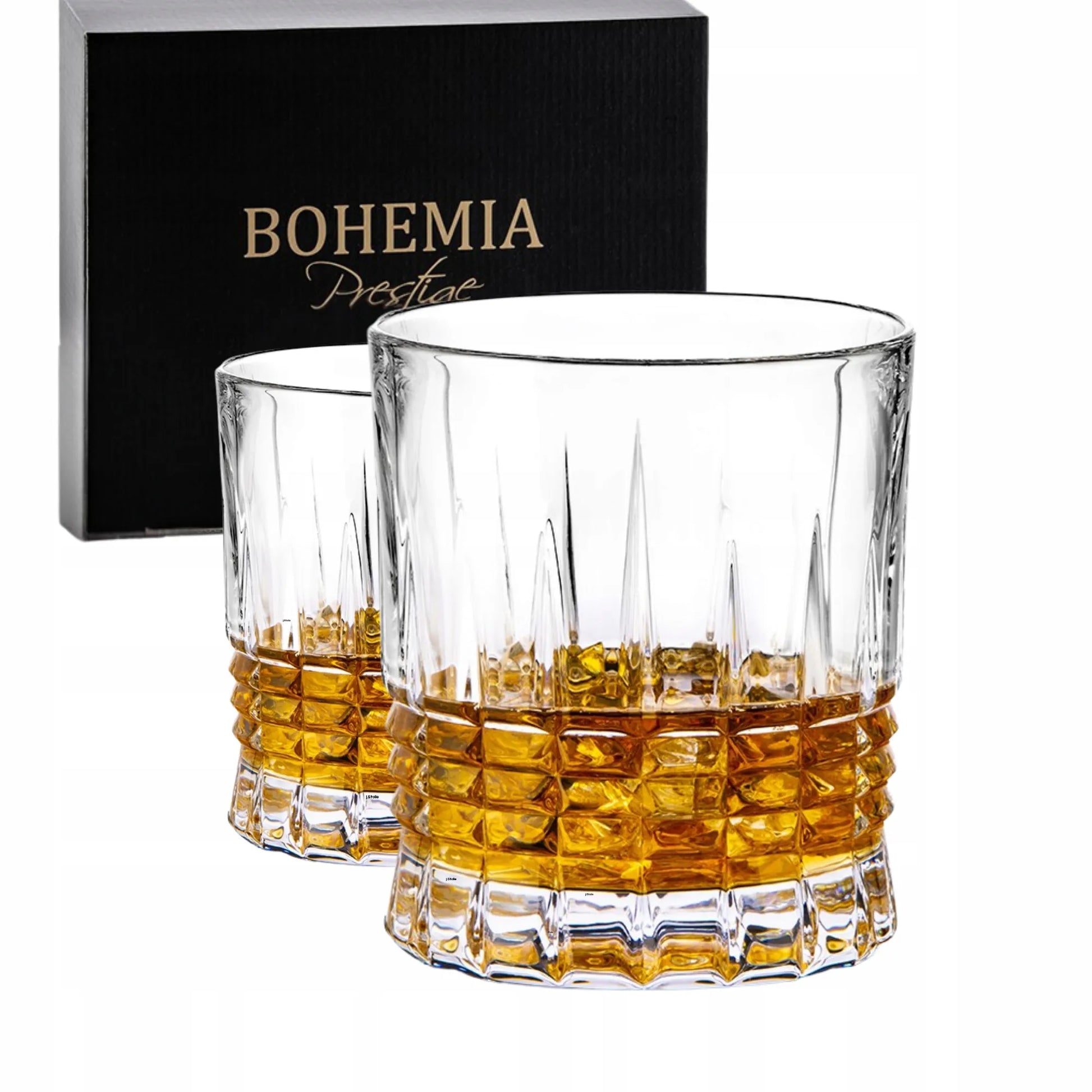 Bohemia Prestige Perfecto krištolinės stiklinės viskiui, 300 ml, 6 vnt., su storu dugnu