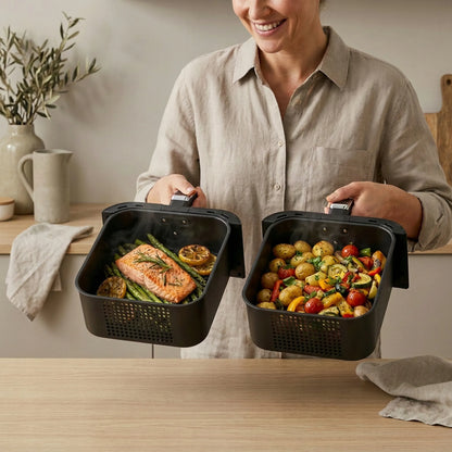 Boste bežriebė gruzdintuvė Air Fryer 12L Dual Zone XXL 2 skyriai 3000W