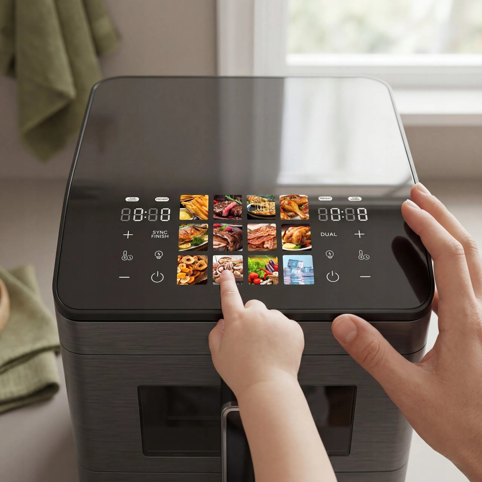 Boste bežriebė gruzdintuvė Air Fryer 12L Dual Zone XXL 2 skyriai 3000W