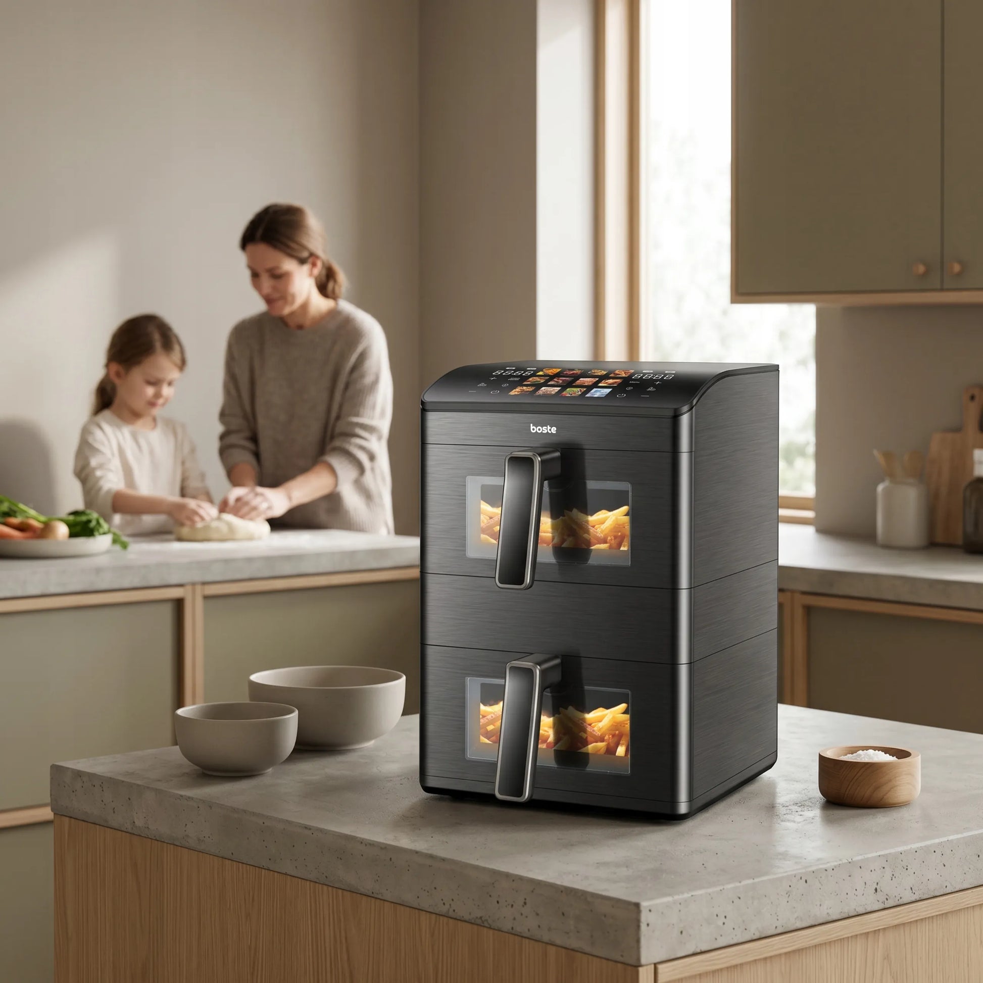 Boste Flavor Cookmaster D8 oro gruzdintuvė 12L Dual Zone XXL 2 skyriai 3000W
