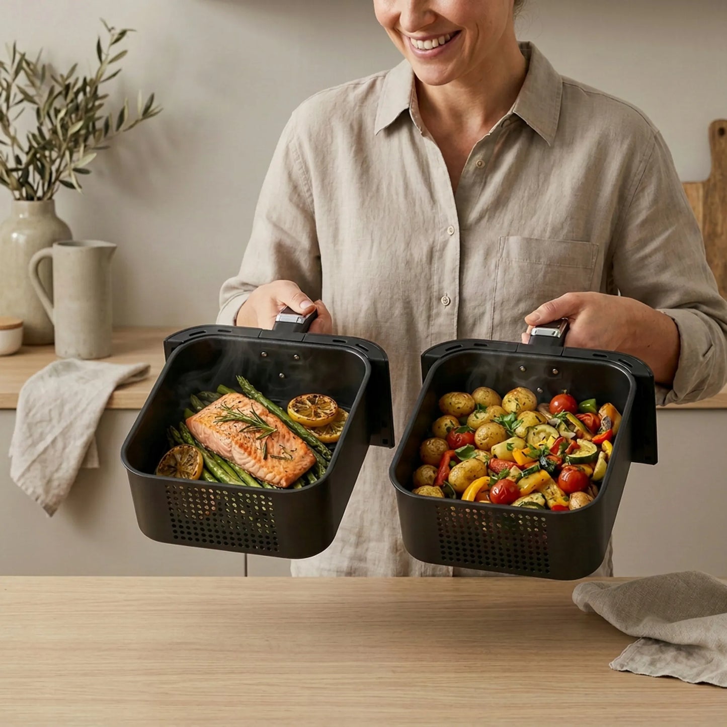 Boste Flavor Cookmaster D8 oro gruzdintuvė 12L Dual Zone XXL 2 skyriai 3000W