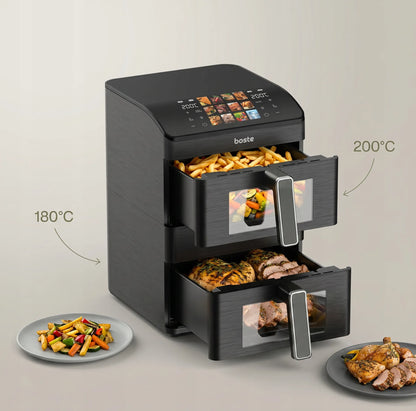 Boste Flavor Cookmaster D8 oro gruzdintuvė 12L Dual Zone XXL 2 skyriai 3000W