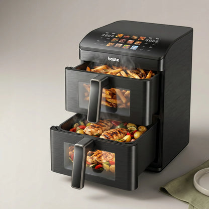 Boste Flavor Cookmaster D8 oro gruzdintuvė 12L Dual Zone XXL 2 skyriai 3000W