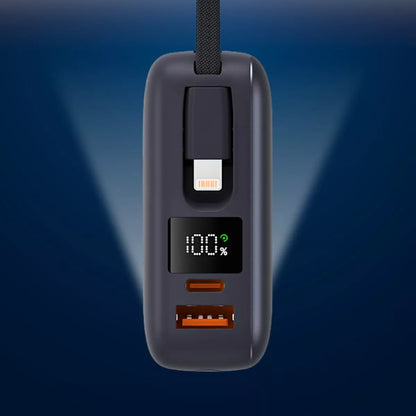 Boste išorinė baterija 20000mAh 22.5W su integruotais USB-C ir Lightning laidais PD QC