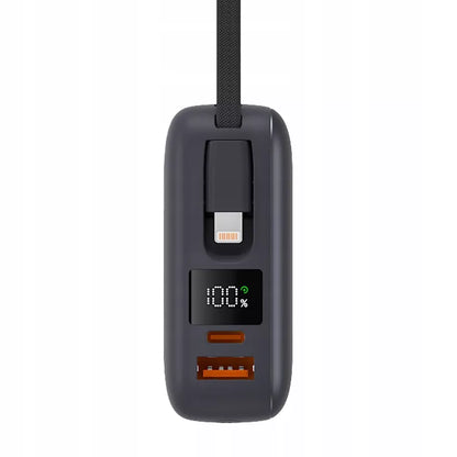 Boste išorinė baterija 20000mAh 22.5W su integruotais USB-C ir Lightning laidais PD QC