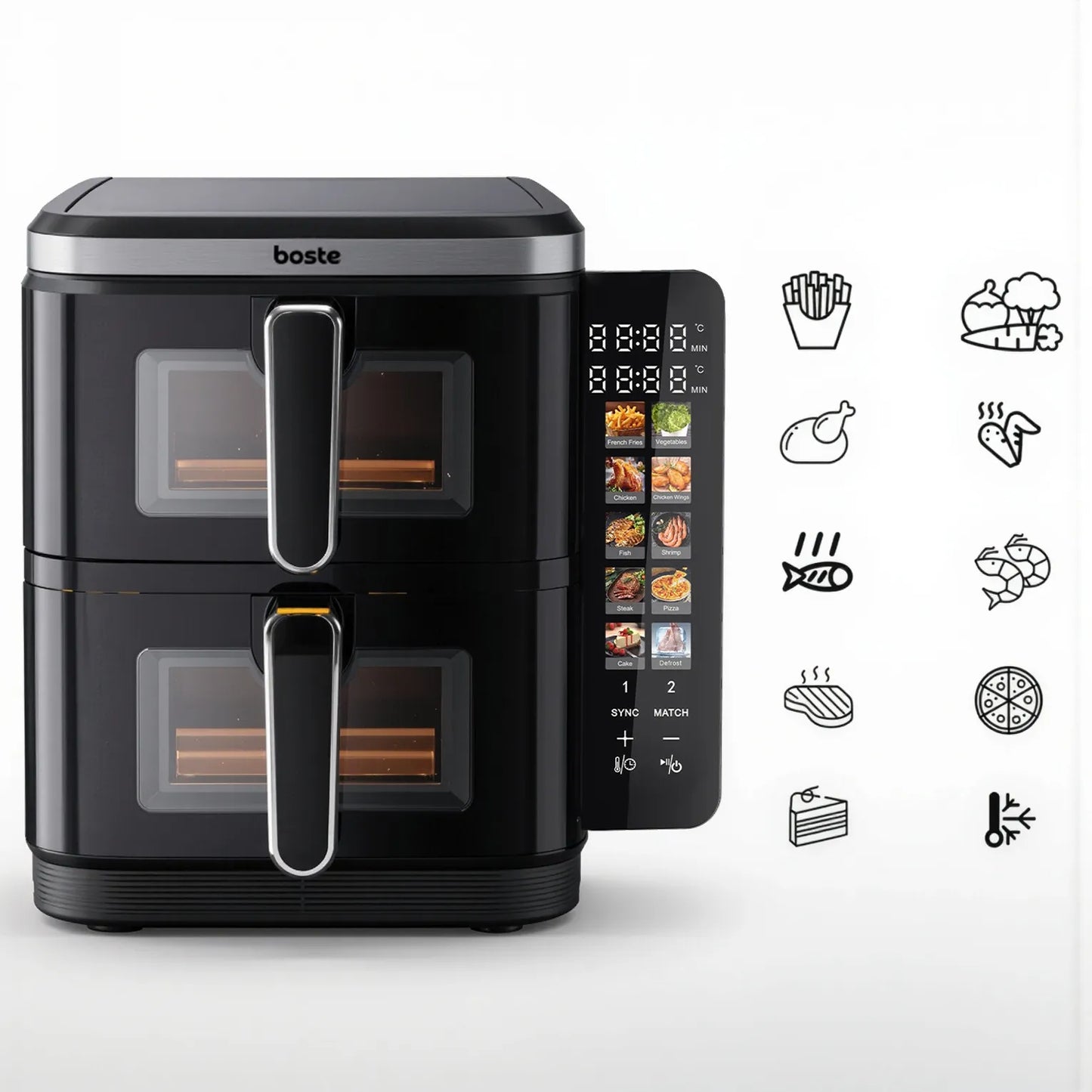 BOSTE oro gruzdintuvė AIRFRYER 11L 2800W galinga 10 programų didelė