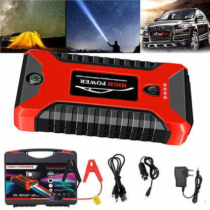 „Buster“ automobilinis užvedimo įrenginys, 99 800 mAh, 12 V, power bank su gnybtais ir žibintuvėliu