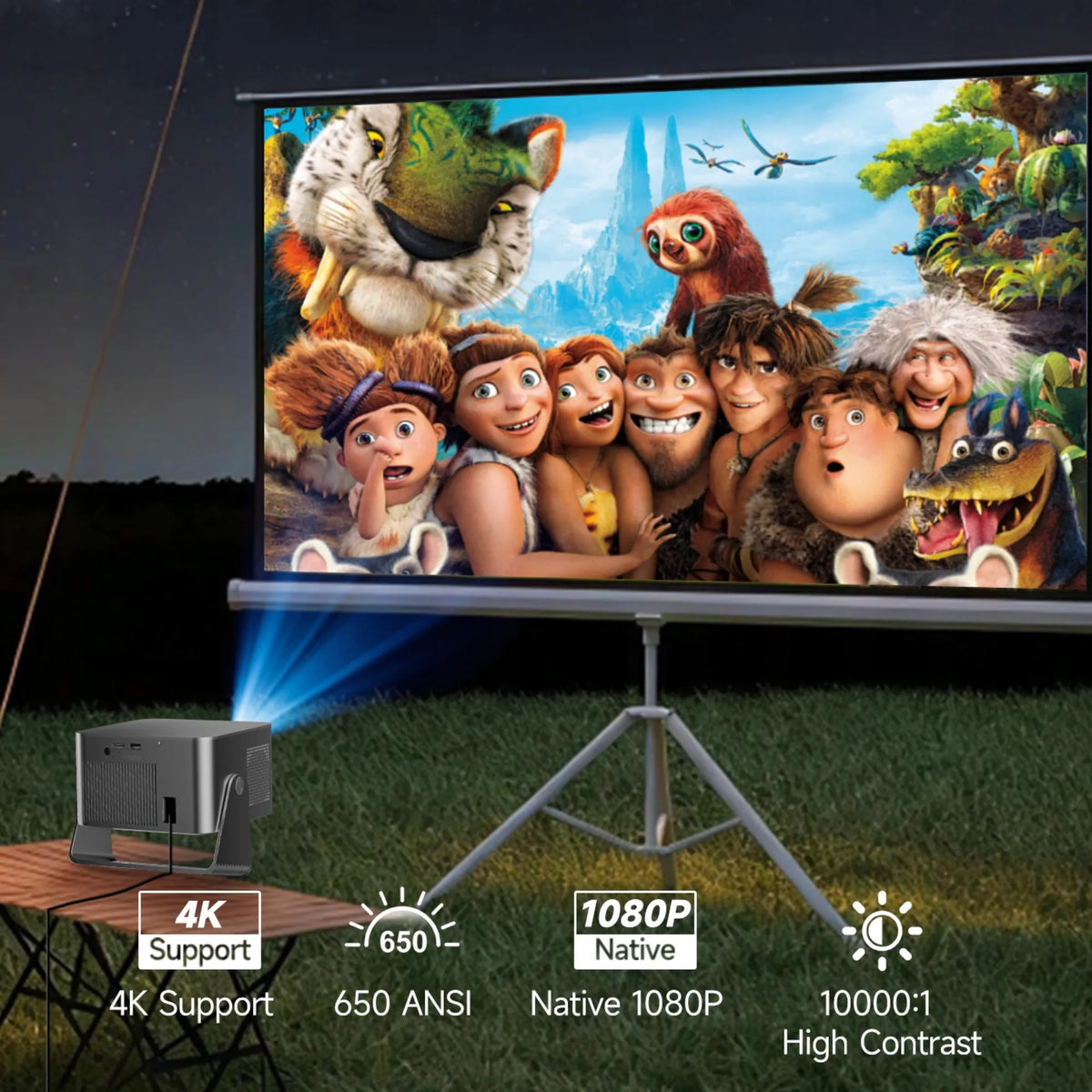 „Byintek Magcubic HY350GT“ LCD projektorius, „Full HD“ 1080p, 4K palaikymas, 650 ANSI, „Google TV“, „Wi-Fi 5“