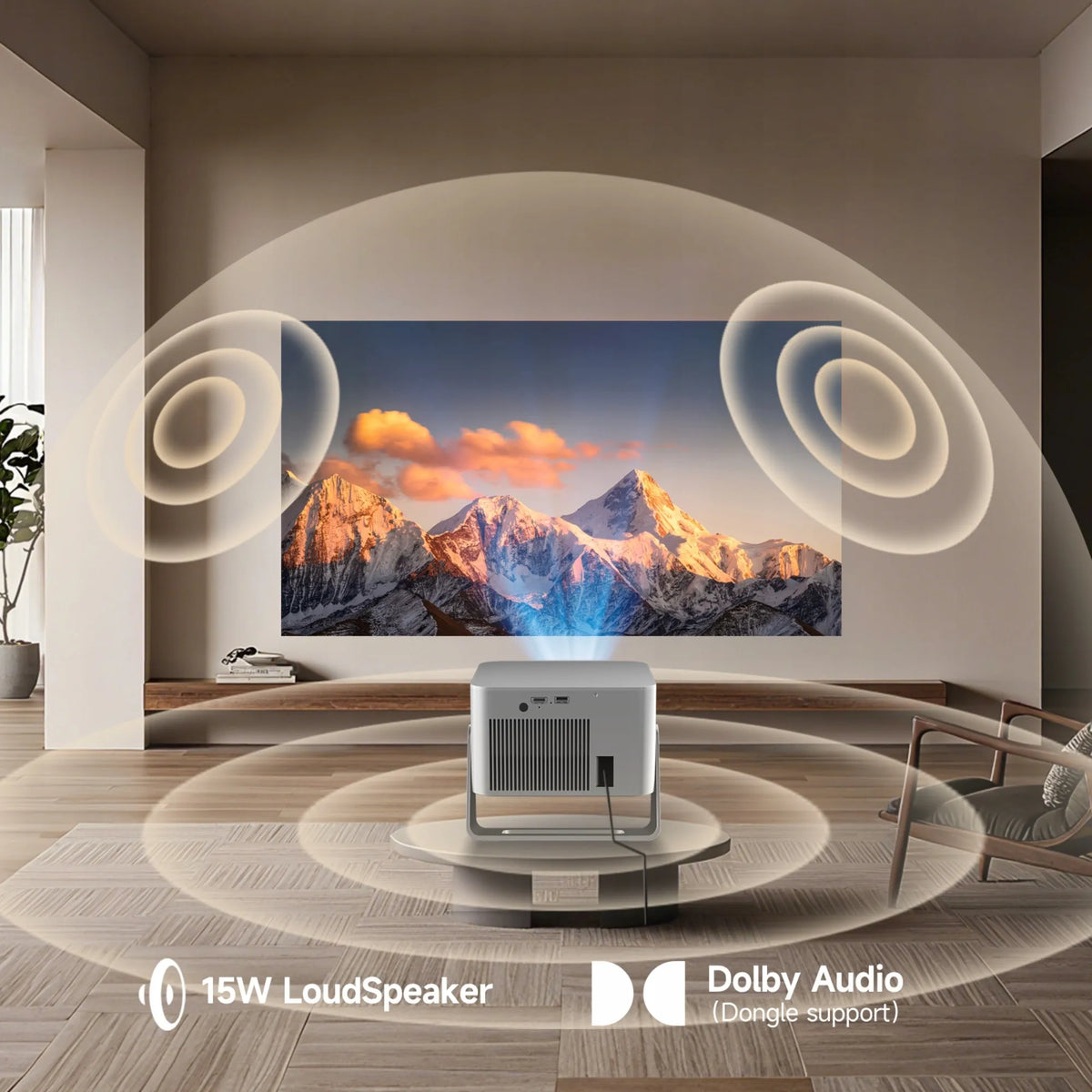 „Byintek Magcubic HY350GT“ LCD projektorius, „Full HD“ 1080p, 4K palaikymas, 650 ANSI, „Google TV“, „Wi-Fi 5“