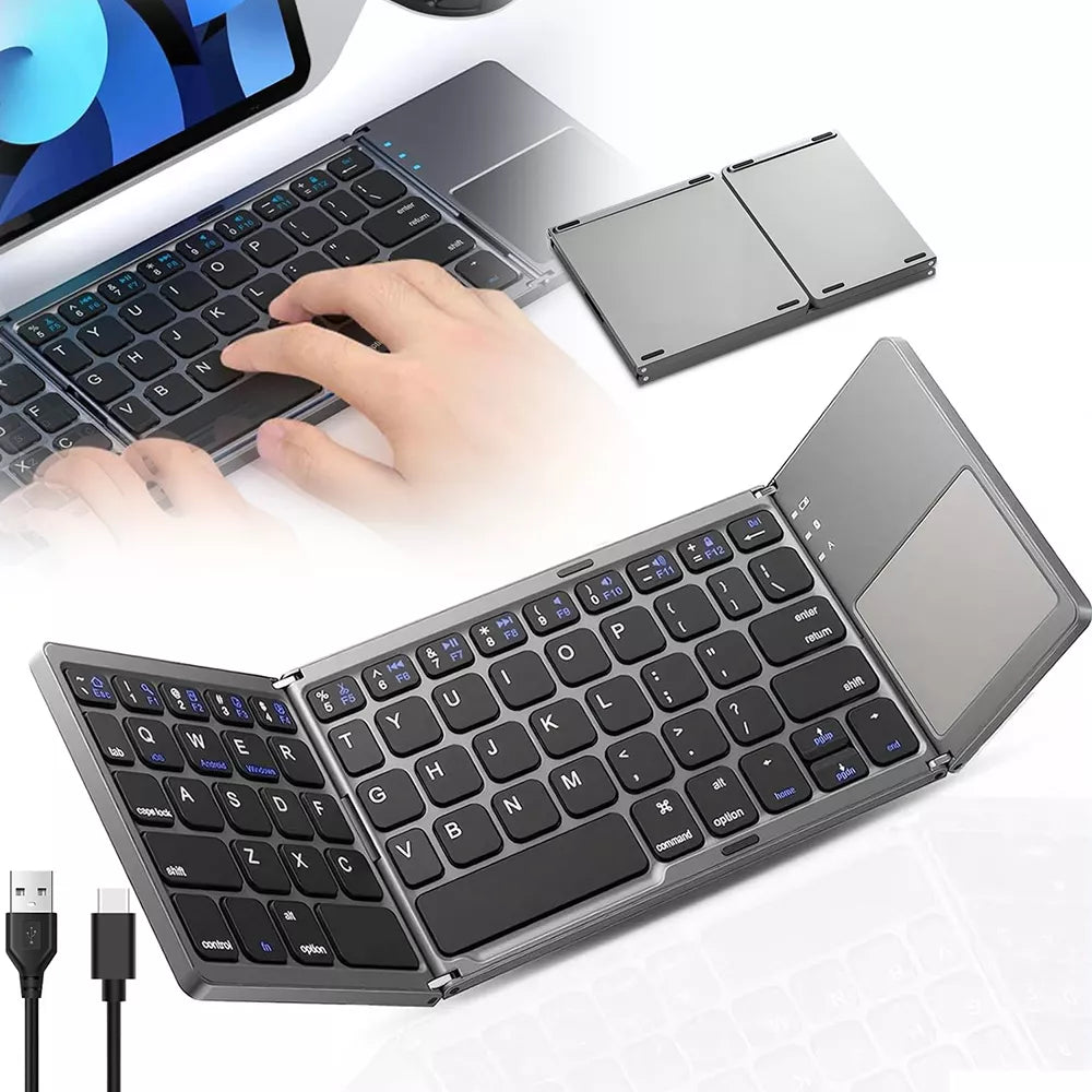 Sulankstoma belaidė „Bluetooth“ klaviatūra planšetiniam komputeriui su jutikliniu skydeliu