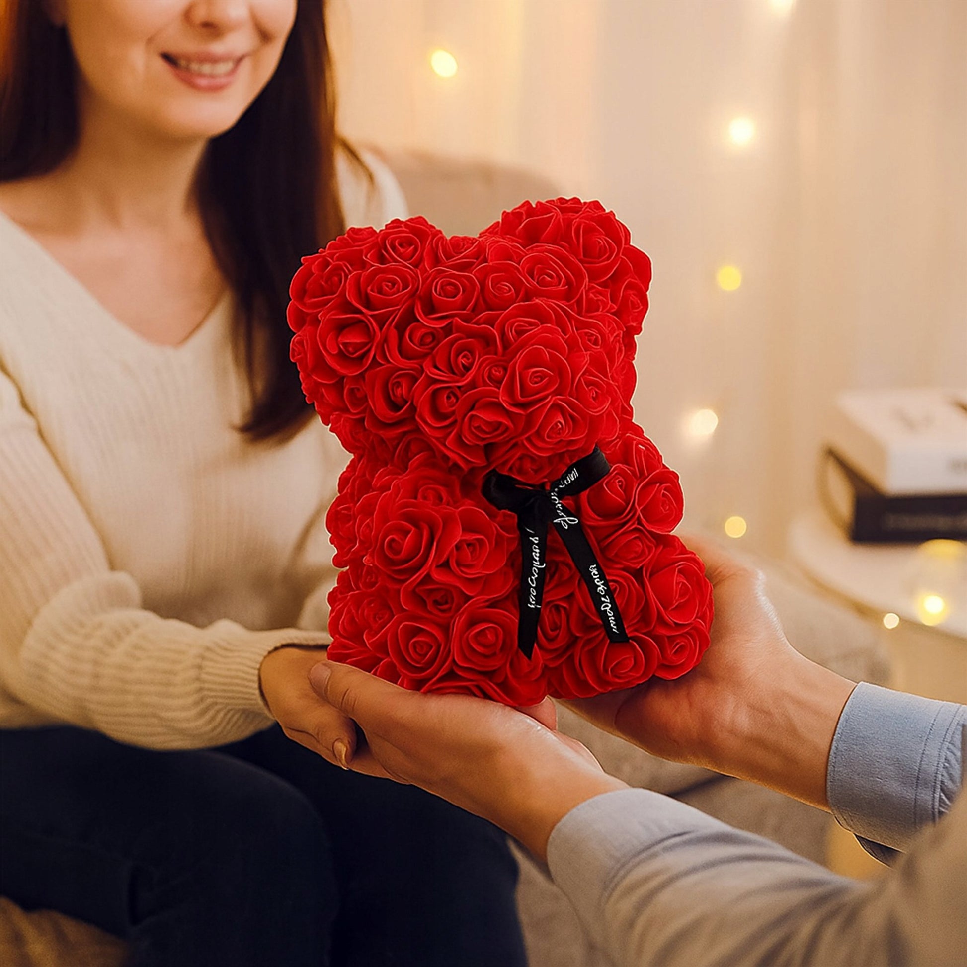 ROŽINIŲ ŽIEDLAPLIŲ MEŠKUTIS DOVANA GIMTADIENIO, KALĖDŲ, MOTULĖS DIENOS, VALENTINO DIENOS DOVANA MYLIMAJAI