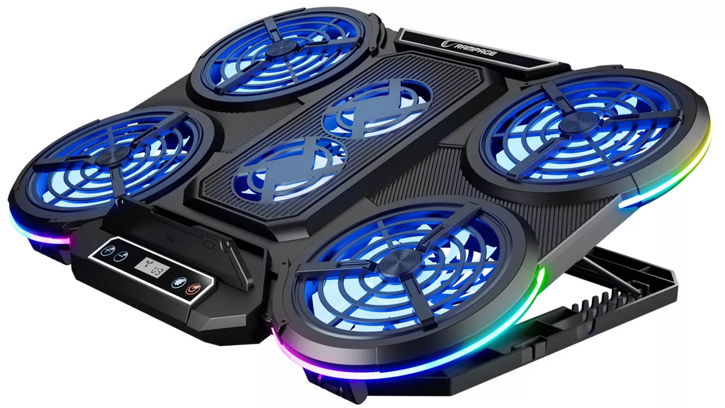 Žaidimų aušinimo stovas Rampage PROTE R6 – 10–17", RGB, reguliuojamas
