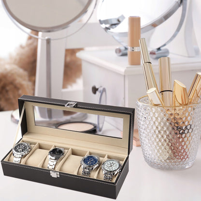 LAIKRODŽIŲ DĖŽUTĖ PAPUOŠALŲ ORGANIZATORIUS 6 SKYRIŲ JUODA STILINGA