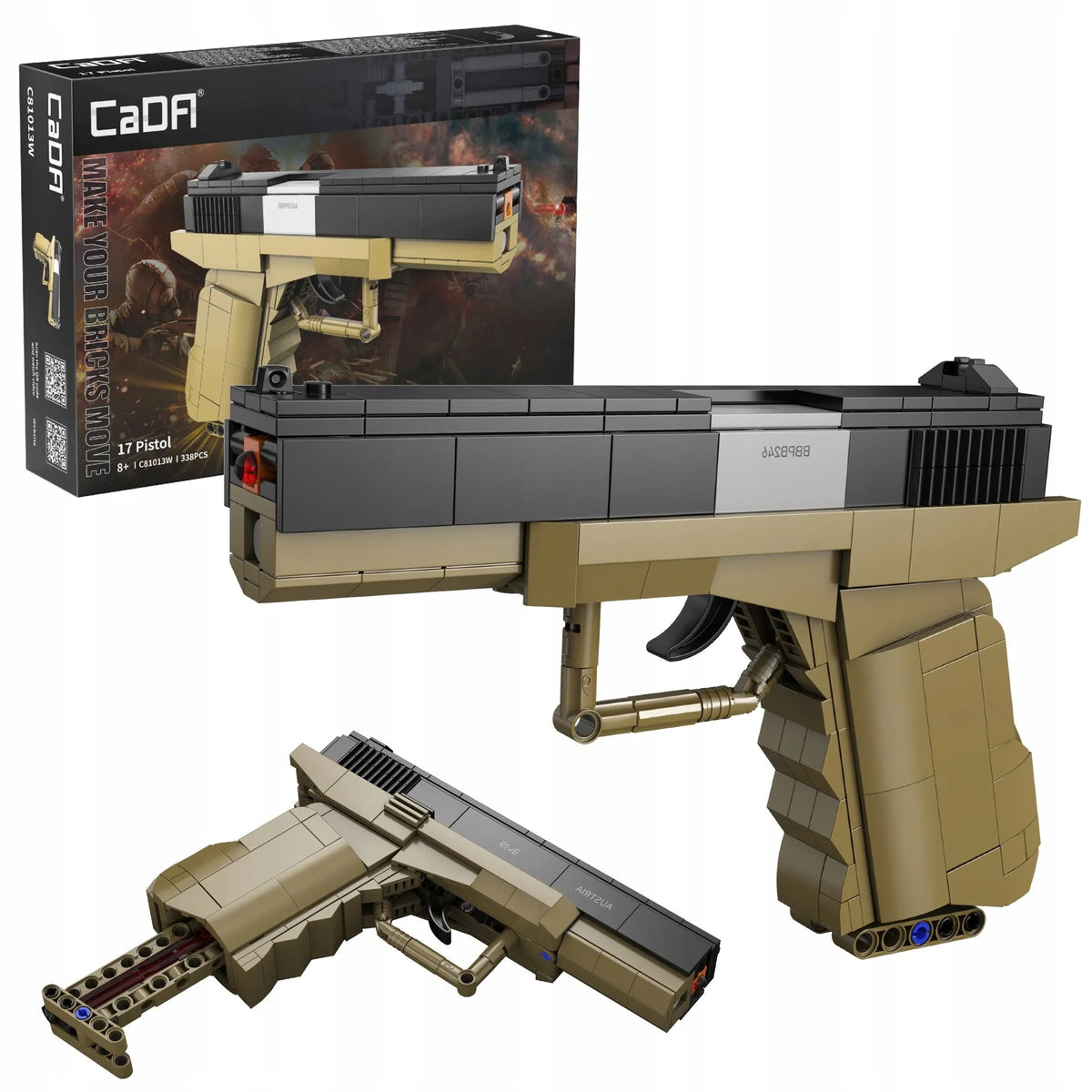CaDA 17 Pistol konstruktorius, žaislinė replika, 5 sviediniai, 338 elementai