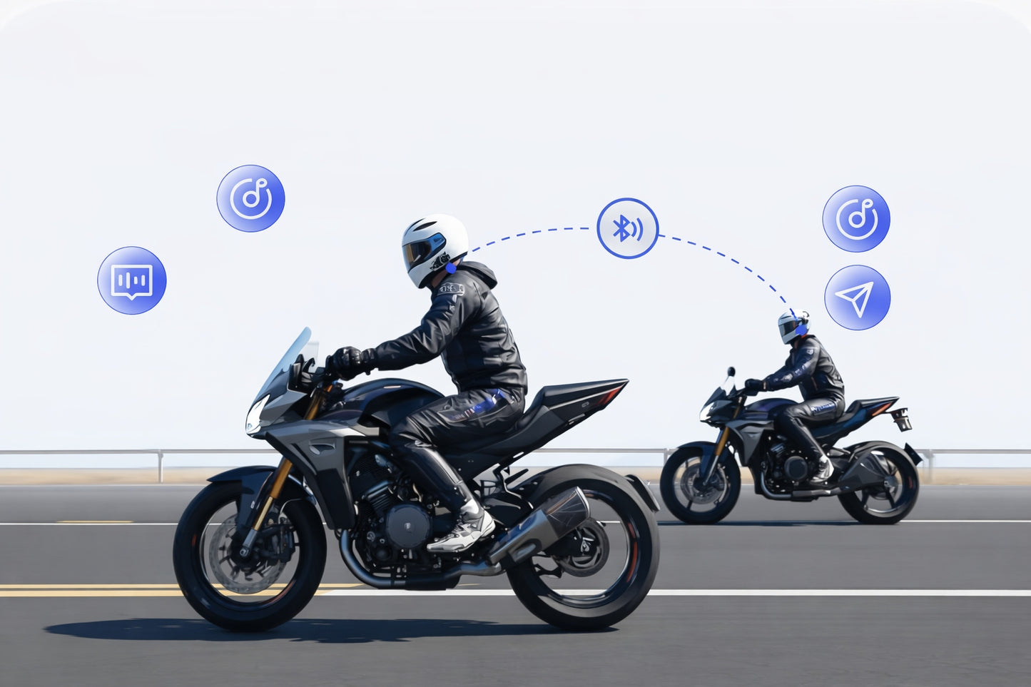Motociklininko Interkomas Šalmui 2 vnt. – Bluetooth 5.3, ANC Triukšmo Slopinimas, FM Radijas, Ryšys iki 500 m, Veikimas iki 100 km/h