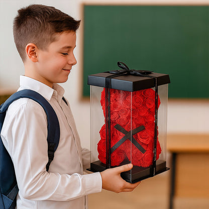 ROŽINIŲ ŽIEDLAPLIŲ MEŠKUTIS DOVANA GIMTADIENIO, KALĖDŲ, MOTULĖS DIENOS, VALENTINO DIENOS DOVANA MYLIMAJAI