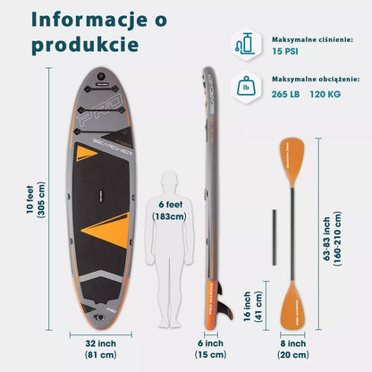 Irklė lentos SUP 305cm STAND UP PADDLE PRO MARINE rinkinys su sėdyne ir priedais