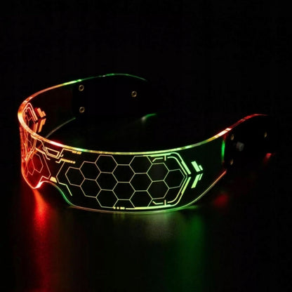 RGB LED akiniai, šviečiantys 7 spalvomis, vakarėliui, "Cyberpunk", neoniniai, festivaliui
