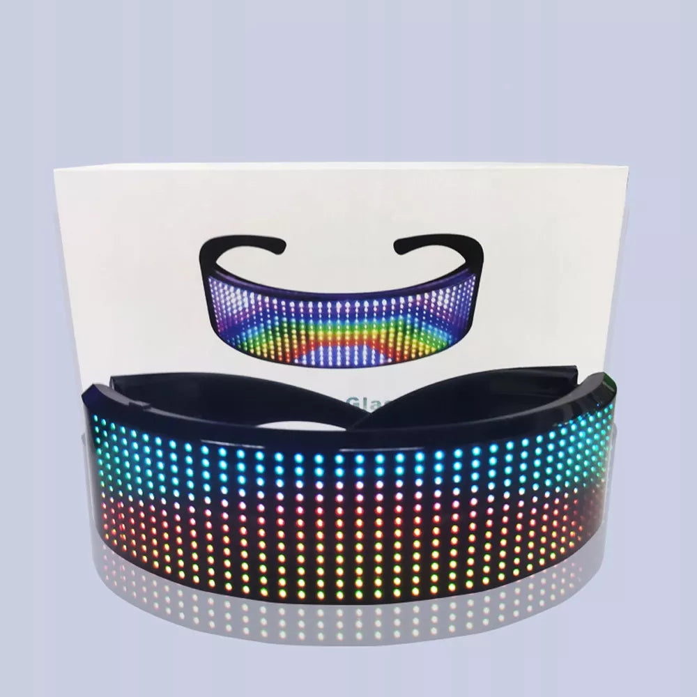 Bluetooth LED vakarėlių akiniai su teksto animacija ir "pasidaryk pats" funkcija