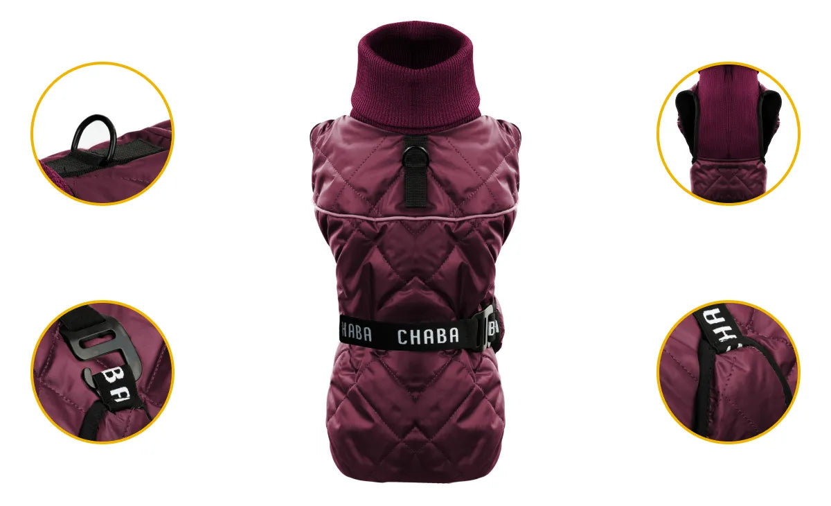 „Chaba VOGUE“ žieminė striukė šuniui, XS dydis, bordo
