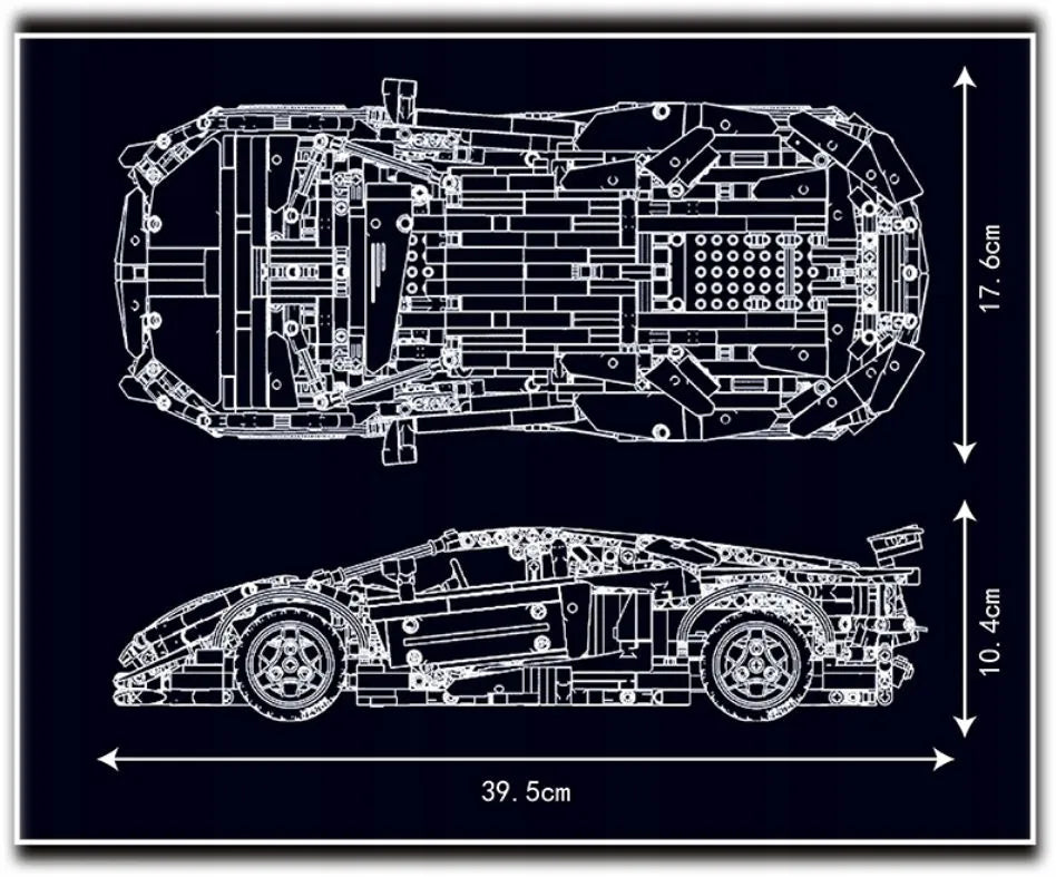„Coil“ Lamborghini Aventador SVJ konstruktorius, 1620 detalių, nuotoliniu būdu valdomas automobilis