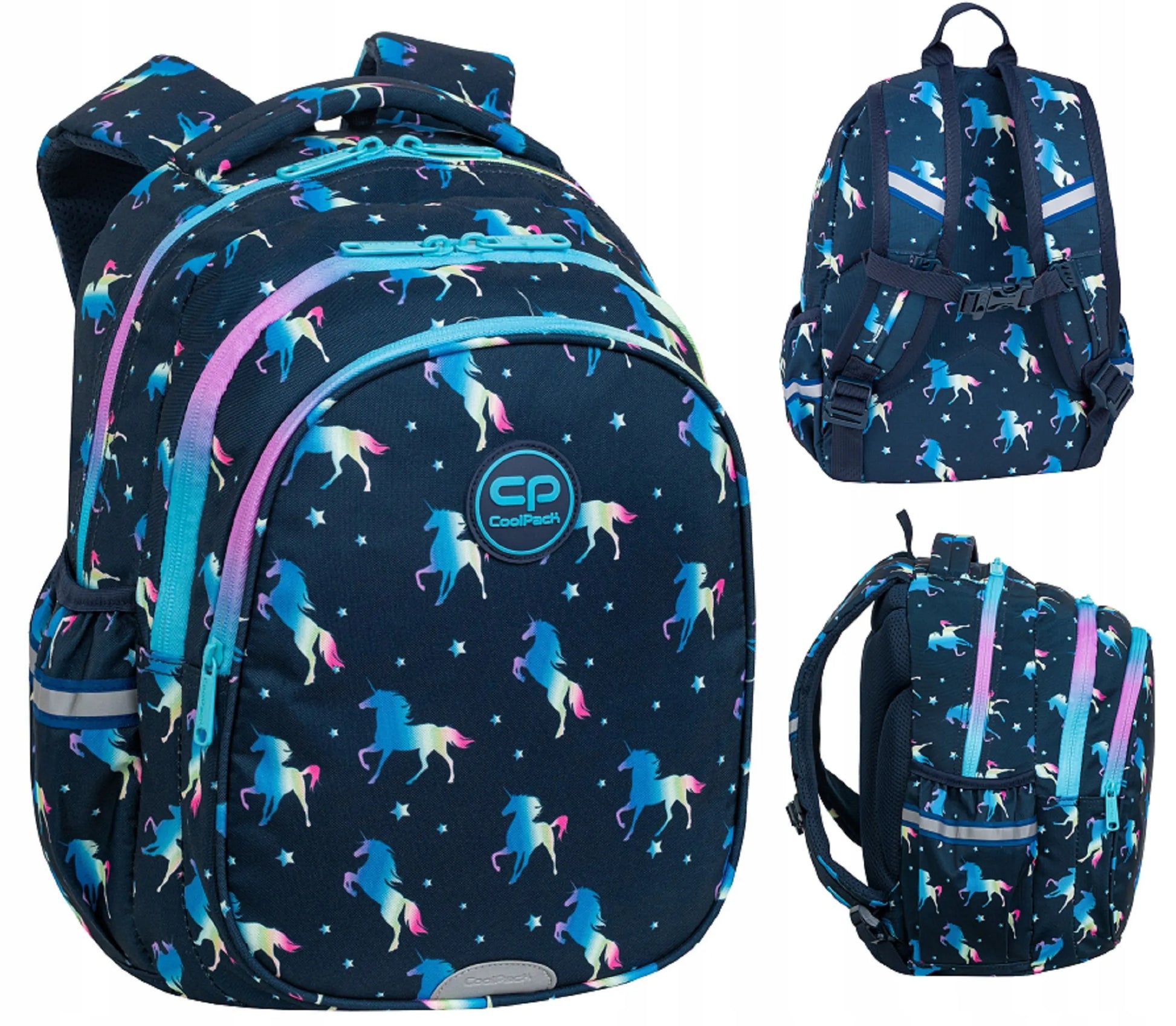 Coolpack mokyklinė kuprinė 1-3 klasių mergaitėms su vienaragiais + pamokų tvarkaraštis
