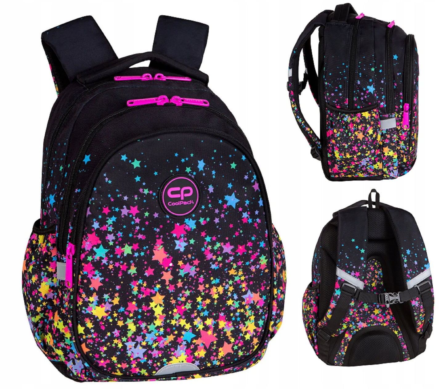 COOLPACK mokyklinė kuprinė mergaitėms 1-3 klasėms, žvaigždės + pamokų tvarkaraštis
