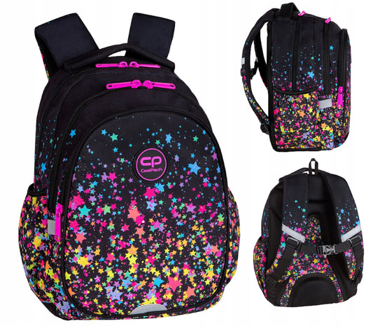 COOLPACK mokyklinė kuprinė mergaitėms 1-3 klasėms, žvaigždės + pamokų tvarkaraštis