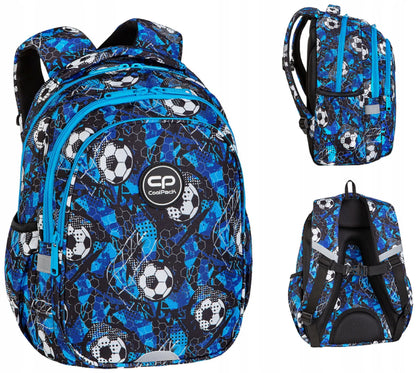 CoolPack mokyklinė kuprinė pradinukams su futbolo kamuolio raštu + pamokų tvarkaraštis