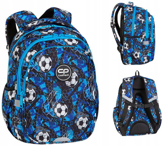 CoolPack mokyklinė kuprinė pradinukams su futbolo kamuolio raštu + pamokų tvarkaraštis