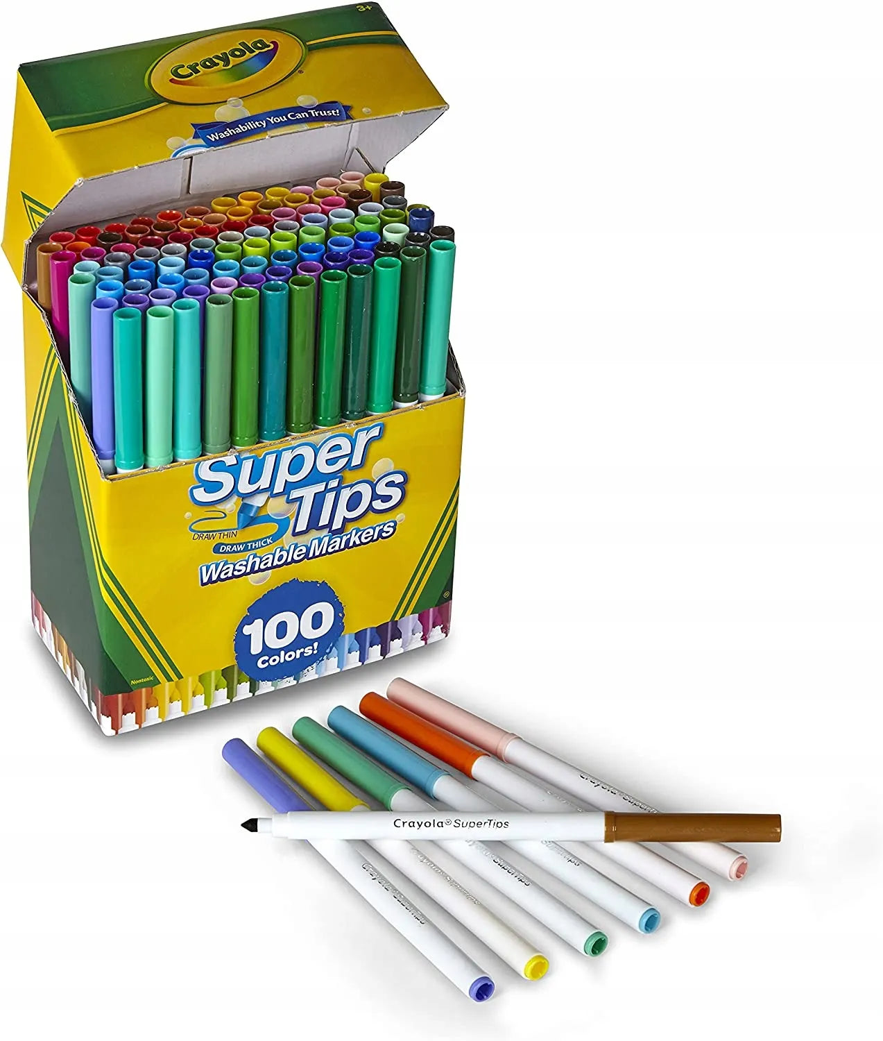 CRAYOLA Supertips plaunami flomasteriai, 100 vnt.