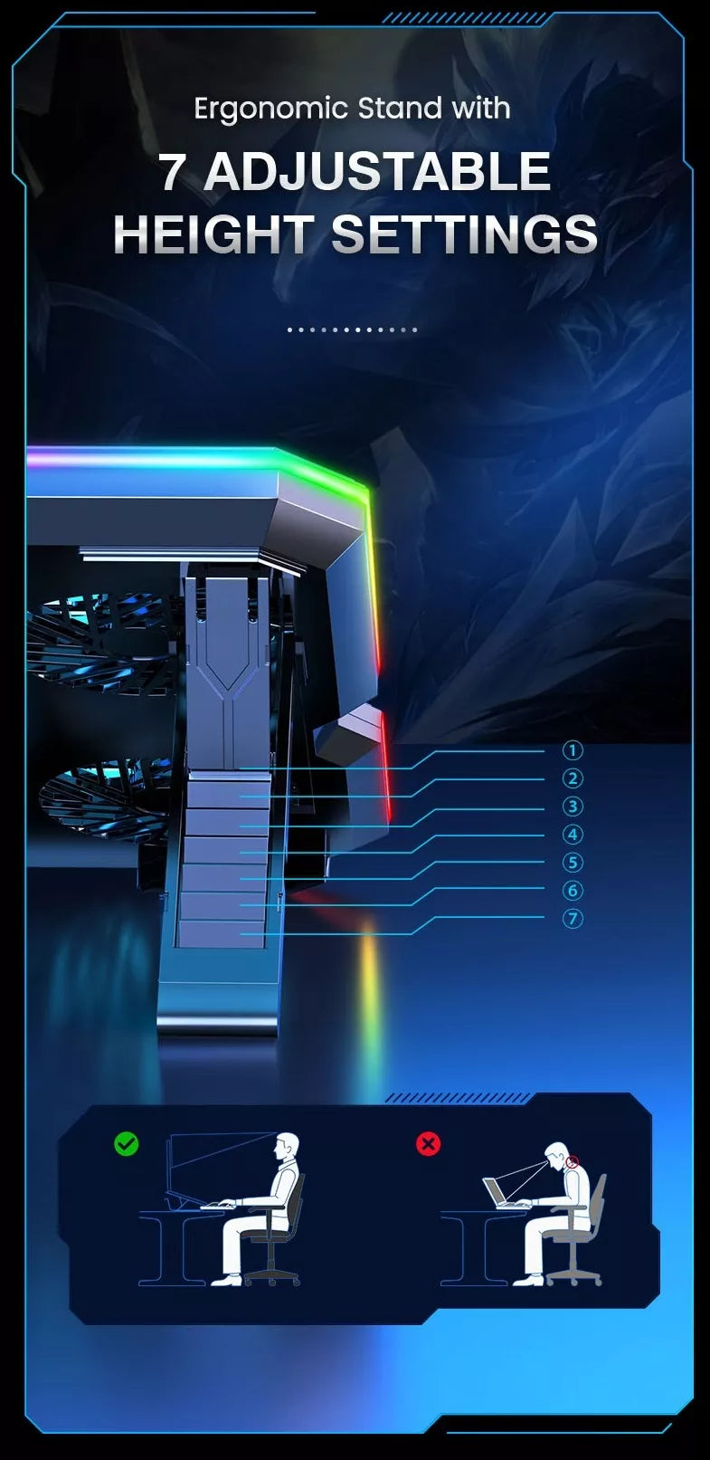 Aušinantis stovas nešiojamam kompiuteriui 12-17' su 10 ventiliatorių