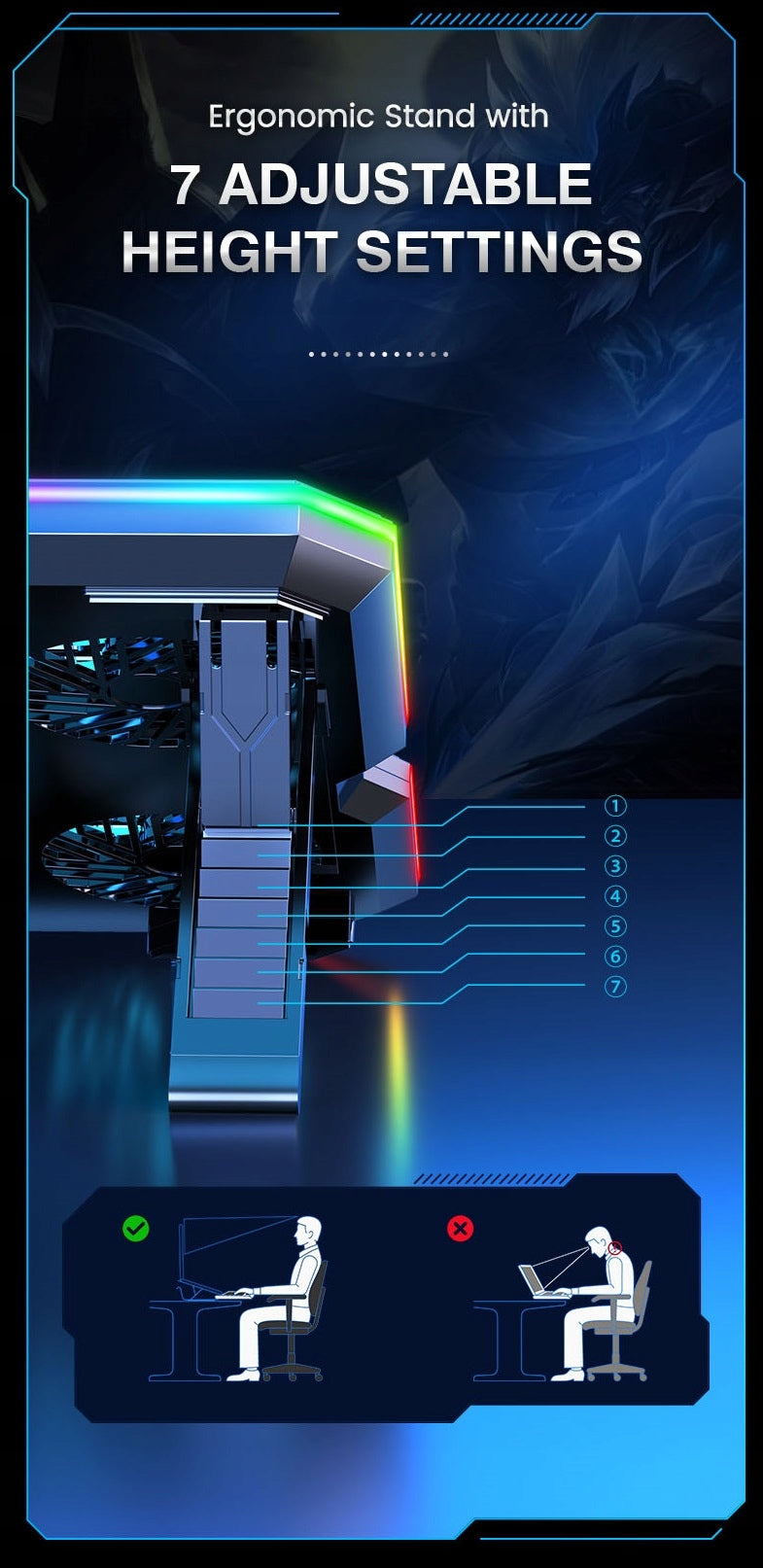 Aušinantis stovas nešiojamam kompiuteriui 12-17' su 10 ventiliatorių