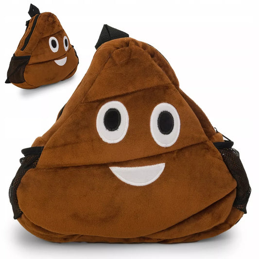 Daffi Emoji išmatų formos pliušinė vaikiška kuprinė darželinukams